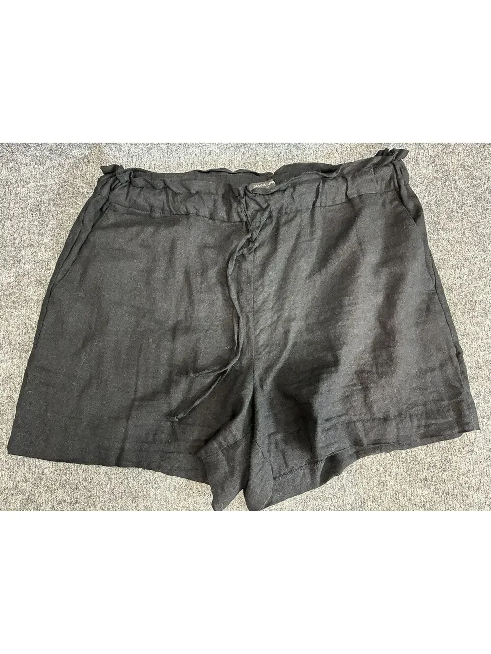 Womens Banana Republic Black Linen Shorts Size Large Tall Length